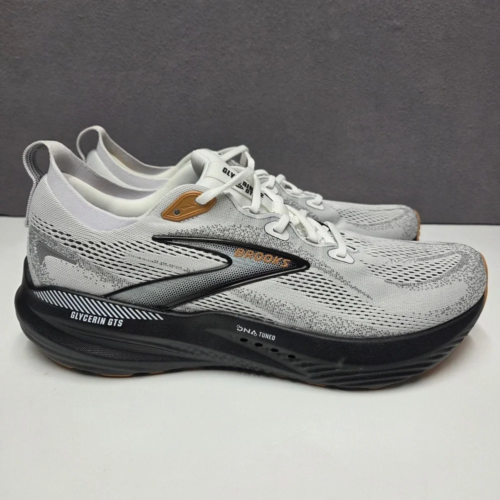 Brooks Glycerin GTS 22 Mens Running Shoes White Black Tan 1104461D135 Size 12.5